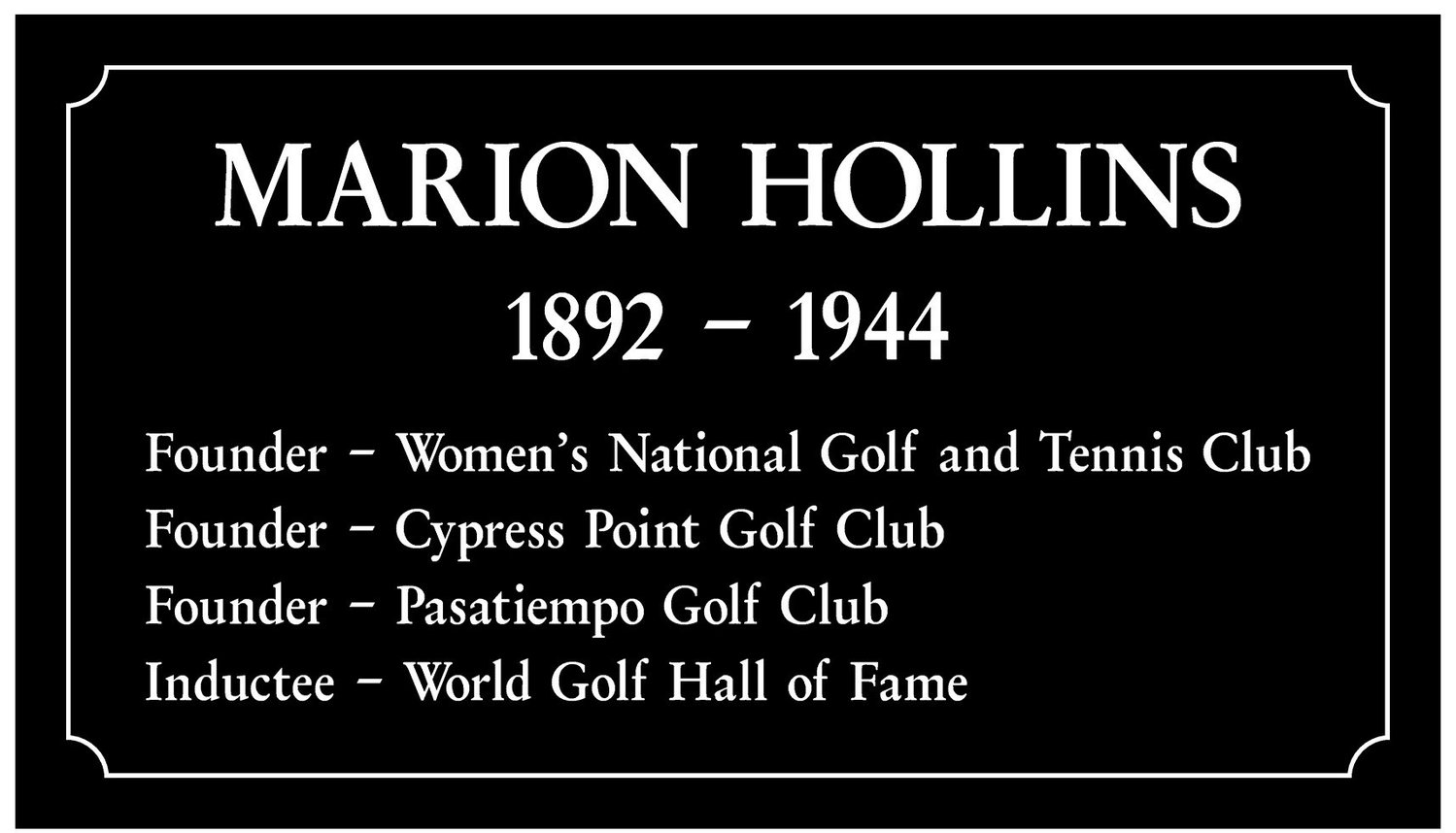 The marker design for Marion Hollins’s grave.